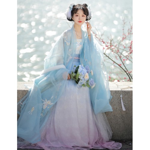 Women's pink light blue chinese hanfu fairy dresses princess stage performance film cosplay wedding party hanfu photos shooting kimono dress for lady 
